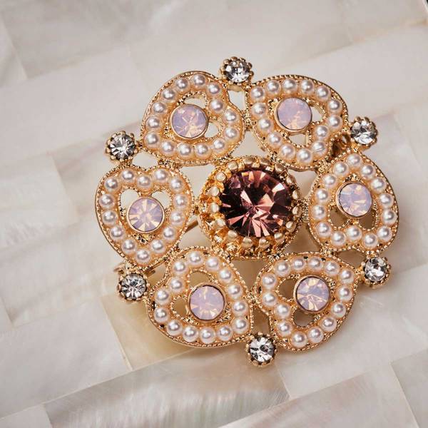 Brosje - 1950s Pink Love Heart