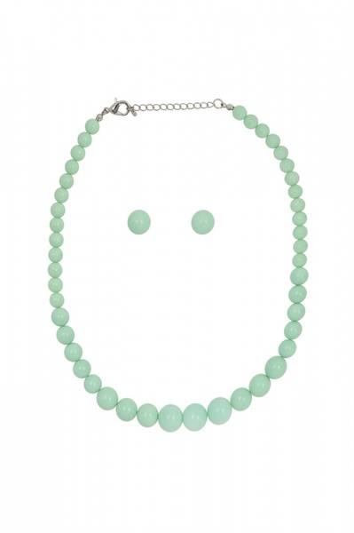 Perlekjede - Sett Med Øredobber - Mint