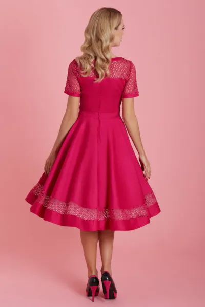 Dolly & Dotty - Tessa Lace Embroidered Swingkjole - Pink